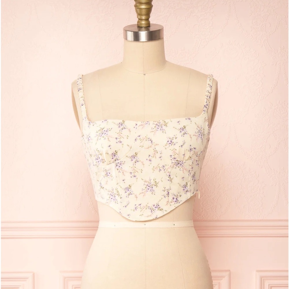 Cissiae Beige | Floral Cropped Tank Top